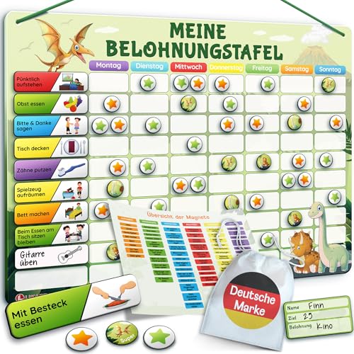 LIKARTO Belohnungstafel für Kinder – mit 280 Magneten – [DAS ORIGINAL] – Belohnungssystem für Verantwortung - Montessori Aufgabenplaner & Magnettafel – ADHS Hilfsmittel – individuell anpassbar – Grün von LIKARTO