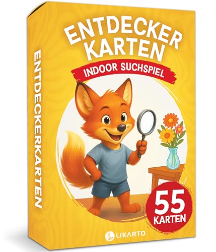 LIKARTO Entdeckerkarten Kinder Indoor - 55 Spielkarten Suchspiel & Zuhause entdecken - Spiel ab 4 Jahren - Lern- & Indoorspiel - Geschenk für Mädchen & Jungen von LIKARTO