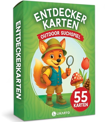 LIKARTO Entdeckerkarten Kinder Outdoor – 55 Spielkarten Schatzsuche & Natur entdecken - Suchspiel ab 4 Jahren - Lern- & Outdoorspiel - Geschenk für Mädchen & Jungen LIKARTO Entdeckerkarten Kinder Outdoor – 55 Spielkarten Schatzsuche & Natur entdecken - Suchspiel ab 4 Jahren - Lern- & Outdoorspiel - Geschenk für Mädchen & Jungen von LIKARTO