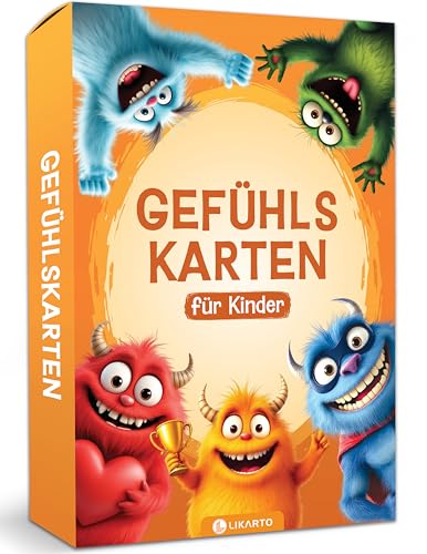 LIKARTO Gefühlskarten Kinder - 30 Karten mit Monstern & Erklärungen - Fördert Empathie und emotionale Intelligenz - Pädagogisch wertvolles Geschenk ab 3 Jahren für Mädchen & Jungen von LIKARTO