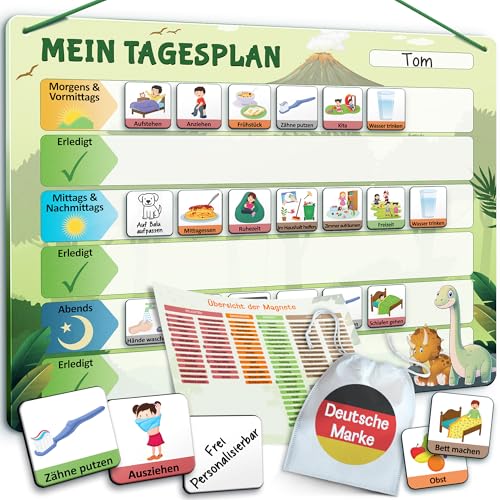 LIKARTO Routine Planer Kinder – [DAS ORIGINAL] – Montessori Magnettafel inkl. 147 Magnete & Magnetischer Rückseite – Kinder Tagesplaner – Lernhilfe zur Selbstständigkeit & Tagesplanung – Grün von LIKARTO