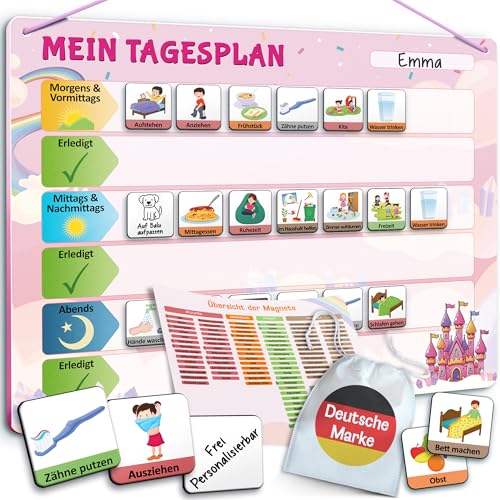LIKARTO Routine Planer Kinder – [DAS ORIGINAL] – Montessori Magnettafel inkl. 147 Magnete & Magnetischer Rückseite – Kinder Tagesplaner – Lernhilfe zur Selbstständigkeit & Tagesplanung – Pink von LIKARTO