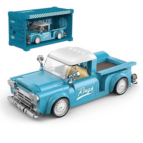 LIKLIKLINK Technik Pickup Truck Bausteine, 297 Teile Klemmbausteine Geländewagen Modellbausatz, 1:32 MOC Vintage Truck mit Acryl-Displaybox Modellauto, Kompatibel mit Großen Marken (8840) von LIKLIKLINK