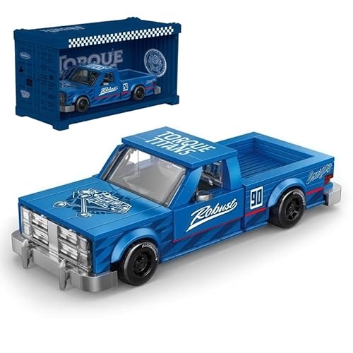 LIKLIKLINK Technik Pickup Truck Bausteine, 297 Teile Klemmbausteine Geländewagen Modellbausatz, 1:32 MOC Vintage Truck mit Acryl-Displaybox Modellauto, Kompatibel mit Großen Marken (8841) von LIKLIKLINK