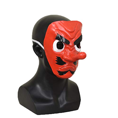 LIKUNGOU Demon Urokodaki Sakonji Cosplay Maske Requisite Rot Latex Tengu Maske mit Langer Nase Halloween Kostüm Zubehör von LIKUNGOU