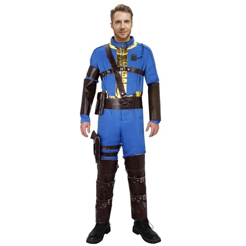 LIKUNGOU Erwachsene Vault 111 Bewohner Kostüm Deluxe Cosplay Overall Lederaccessoires Halloween Kostüm Outfit Komplettes Set (M) von LIKUNGOU