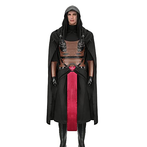 LIKUNGOU Herren Darth Revan Kostüm Schwarz Kapuze Robe Mantel Luxus Halloween Cosplay Vollständiger Satz (XXL) von LIKUNGOU
