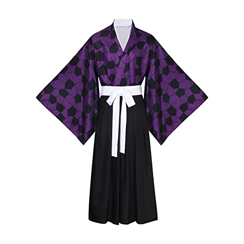 LIKUNGOU Kokushibo Cosplay Kostüm Anime Demon Tsugikuni Michikatsu Kimono Full Set Outfit für Halloween Requisiten Unisex Fans (Large) von LIKUNGOU