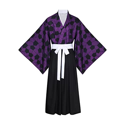 LIKUNGOU Kokushibo Cosplay Kostüm Anime Demon Tsugikuni Michikatsu Kimono Full Set Outfit für Halloween Requisiten Unisex Fans (Medium) von LIKUNGOU