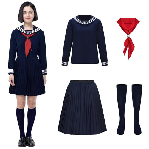 LIKUNGOU Shimizu Hinako Cosplay Kostüm Damen JK Sailor Uniform Faltenrock Strümpfe Schule Mädchen Halloween Kostüme Outfit (S) von LIKUNGOU