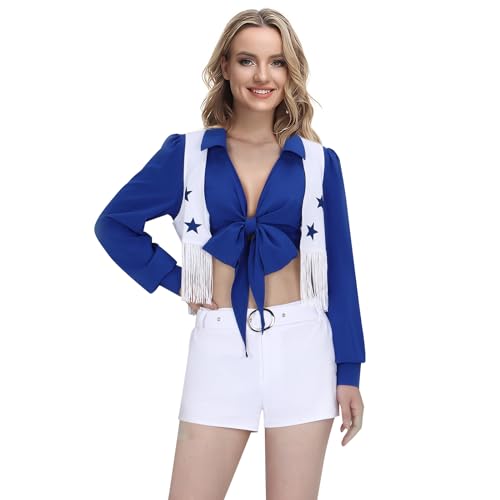 LIKUNGOU Star Football Cheerleader Kostüm Uniform High School Cowgirl Cheerleading Cheer Outfit Frauen (XXL) von LIKUNGOU