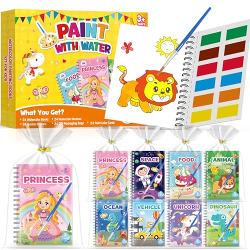 LIKYMO Partytütenfüller für Kinder – Mini-Malbücher für Partytüten, Wassermalbücher, Klassenzimmerpreise, Geburtstagsgeschenke für Mädchen und Jungen im Alter von 4–9 Jahren (24 Bücher) von LIKYMO