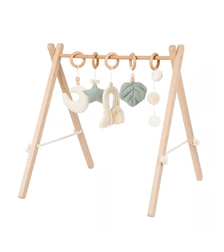 LIL'THINGS Spielbogen aus Holz für Babys – Handgemacht – Sensorisches Spielzeug mit Anhängern – Baby Gym Buche – Mint – 75x14x14 cm von LIL'THINGS