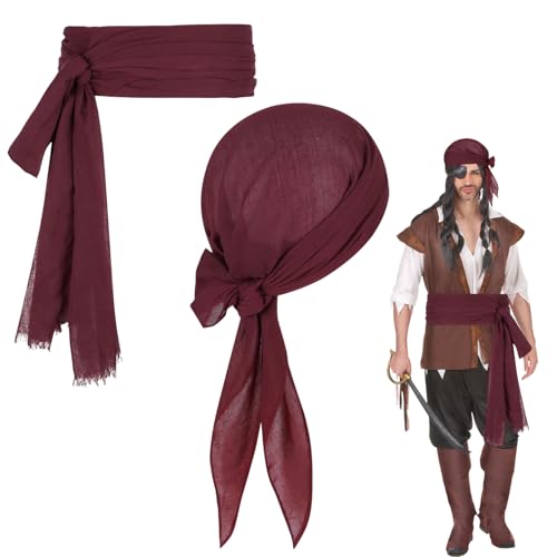 2 Stück Piraten Stirnband Taillengürtel, Piraten Accessoires Set, Mittelalter Piraten Kopftuch, Rot Pirat Bandana, Piraten Tuch, Kopftuch Pirat, Piraten Schärpe, Für Halloween Karneval Piratenparty 2 Stück Piraten Stirnband Taillengürtel, Piraten Accessoires Set, Mittelalter Piraten Kopftuch, Rot Pirat Bandana, Piraten Tuch, Kopftuch Pirat, Piraten Schärpe, Für Halloween Karneval Piratenparty von LILELIG