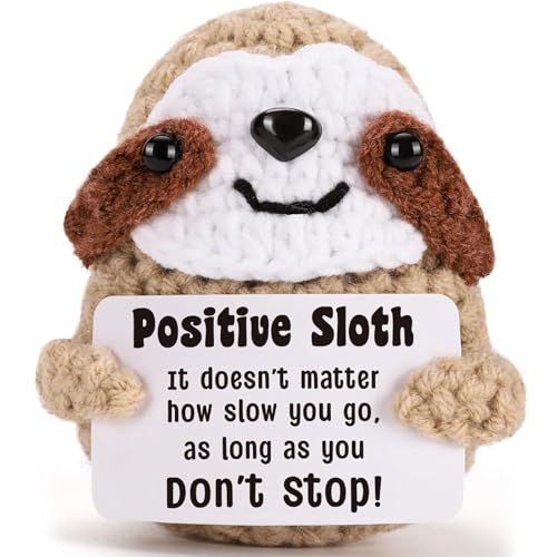 Pocket Hug Positive Faultier, Taschenumarmung Positive Geschenke, Positives Faultier-Dekor-Geschenk, Handgewebte Strickwolle Faultier Puppe mit Positiver Energiekarte Mutmacher Geschenk Inspirierendes von LILELIG