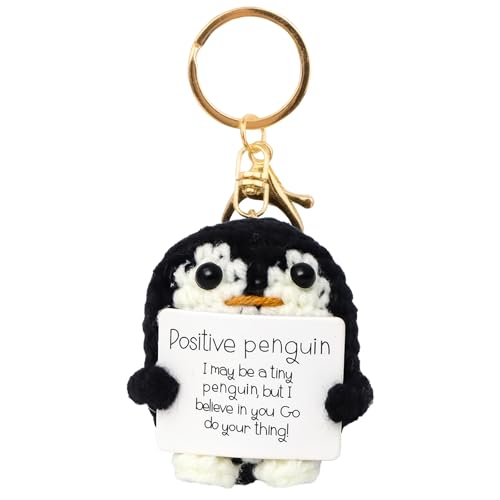 Positive Penguin, Lustige Positive Kartoffel Pocket Hug, Handgestrickte Kartoffelpuppe, Lustige Pocket Hug Positive Kartoffel Mit Schlüsselanhänger, Pinguin Geschenk, Ein Warmes Geschenk Für Freunde von LILELIG