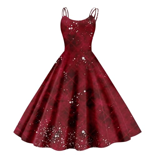 Halloween Kostüm Damen Gruselig Blutige Halloween-Kleidung Horror Blutiger Druck Zombie Braut Kostüm Ärmellos V-Ausschnitt Herbstkleid A Linie Hohe Taille Midikleid Cosplay Kostüme(#B Hot Pink,L） von LILIHOT