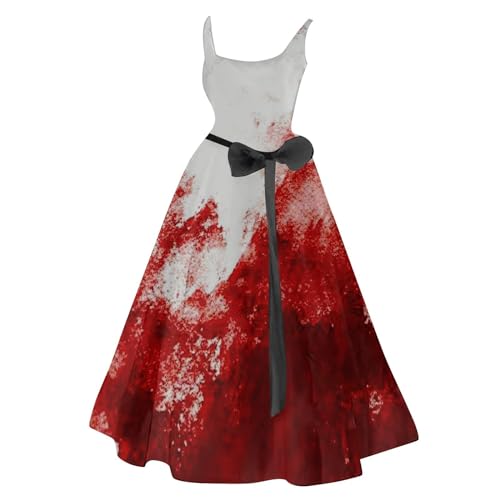 Halloween Kostüm Damen Schrecklich Blutig Halloween-Kleid Horror Blutiger Druck Zombie Braut Kostüm Ärmellos V Ausschnitt Herbstkleid A Linie Hoher Bund Knielang Midikleid Cosplay Kostüme(#B Red,3XL) Halloween Kostüm Damen Schrecklich Blutig Halloween-Kleid Horror Blutiger Druck Zombie Braut Kostüm Ärmellos V Ausschnitt Herbstkleid A Linie Hoher Bund Knielang Midikleid Cosplay Kostüme(#B Red,3XL) von LILIHOT