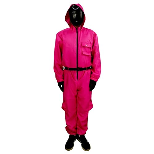 Spieler Game Kostüm,Karneval Kostüm Costume Merch Unisex für Erwachsene Soldat Cosplay Jumpsuit Set Rot Overall ohne Maske,Frontman Kostüm,für Karneval Fasching Halloween(#A Hot Pink,5-6 Jahre) von LILIHOT