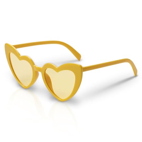 Herz Sonnenbrille Orange gläser,Party Herzen Brille für Aperol Kostüm Accessoires Damen,HerzbrilleOrangen Gelb Sunglasses hearts Brillen Mode Lustige Outdoor deko für Kinder Karneval Fasching (1) von LILIKAI