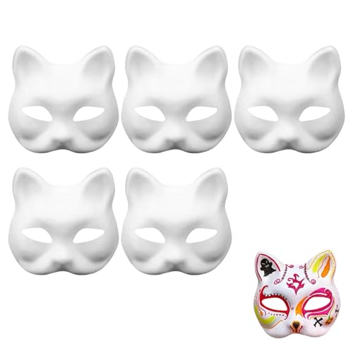 5Stück Diy Katzenmaske,Therian Mask Weiß,Tiermasken Zum Bemalen, Cat Maske Katzenmasken Zum Anmalen,Blank Gesichtsmaske,Lustige Masken für Halloween Rollenspiele/Cosplay/Singles Partys/Tänze/Karneval 5Stück Diy Katzenmaske,Therian Mask Weiß,Tiermasken Zum Bemalen, Cat Maske Katzenmasken Zum Anmalen,Blank Gesichtsmaske,Lustige Masken für Halloween Rollenspiele/Cosplay/Singles Partys/Tänze/Karneval von LILIKAI