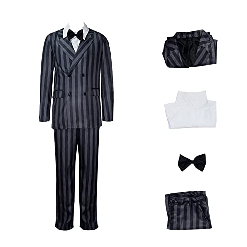 1920er Jahre Kostüm Herren Gangster Streifen Blazer Hose Hemd Krawatte Halloween Familie Anzug, Gomez B, L von LILLIWEEN