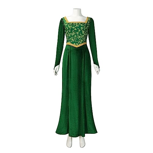 LILLIWEEN Prinzessin Fiona Kostüm Damen Prinzessin Fiona Kleid Langarm Gown Kleid Halloween Cosplay Kostüm Kleid L von LILLIWEEN
