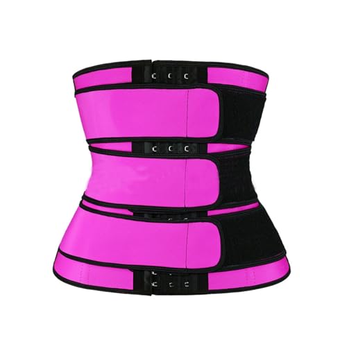 LILOMA Bauchweggürtel Fitness Gürtel Schwitzgürtel Taillenmieder Verstellbarer Neopren Sauna Schweiß Taille Trimmer Bauchgürtel Bauchweg Taillenformer Für Damen (Color : Pink three belt, Size : S) von LILOMA