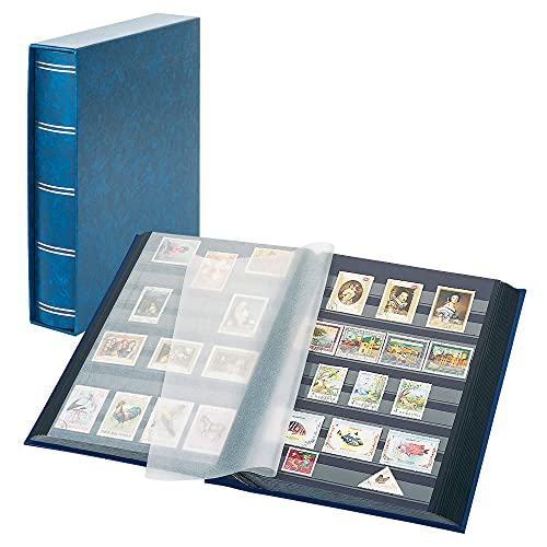 LINDNER Das Original Einsteckbuch ELEGANT blau, mit 60 schwarzen Seiten und passender Schutzkassette von LINDNER Das Original