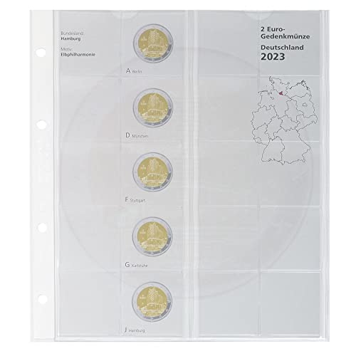 LINDNER Das Original Karat Vordruckblatt 2 Euro-Gedenkmünzen 'Hamburg 2023' aus der Serie Deutsche Bundesländer 2023-2038 von LINDNER Das Original