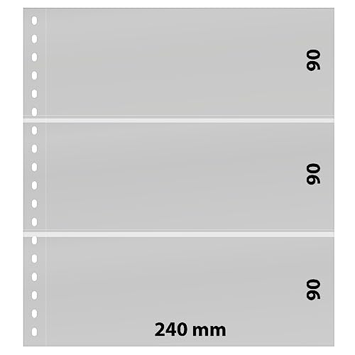 LINDNER Das Original Klarsichthülle mit 3 Taschen (240 x 90 mm), mit schwarzem Zwischenblatt, 10er-Packung von LINDNER Das Original