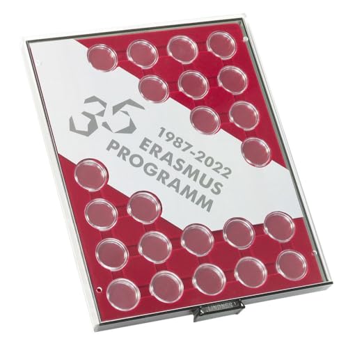 LINDNER Das Original Münzbox RAUCHGLAS, 2 Euro '35 Jahre Erasmus-Programm', inkl. Münzkapseln von LINDNER Das Original