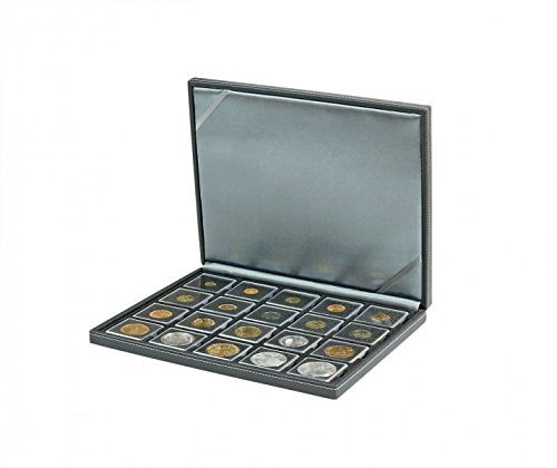 LINDNER Das Original Münzkassette NERA M mit schwarzer Münzeinlage für 20 Münzrähmchen 50x50 mm/Münzkapseln CARRÉE/OCTO Münzkapseln von LINDNER Das Original