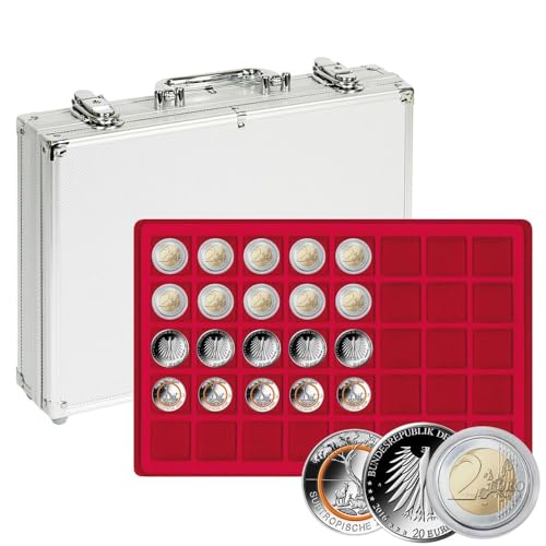 LINDNER Das Original Münzkoffer ALU mit 5 roten Münztableaus für 200 Münzen oder Münzkapseln bis 34 mm Ø LINDNER Das Original Münzkoffer ALU mit 5 roten Münztableaus für 200 Münzen oder Münzkapseln bis 34 mm Ø von LINDNER Das Original