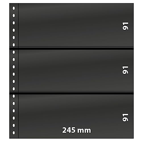 LINDNER Das Original Omnia Einsteckblatt mit 3 Streifen (91 mm) pro Seite, schwarz, 10er-Packung von LINDNER Das Original