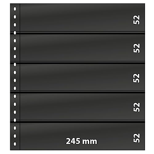 LINDNER Das Original Omnia Einsteckblatt mit 5 Streifen (52 mm) pro Seite, schwarz, 10er-Packung von LINDNER Das Original