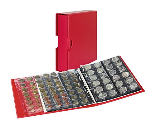 LINDNER Das Original PUBLICA M Color Münzalbum mit 10 Münzblättern in 5 Ausführungen-Berry (rot) - mit passender Schutzkassette von LINDNER Das Original