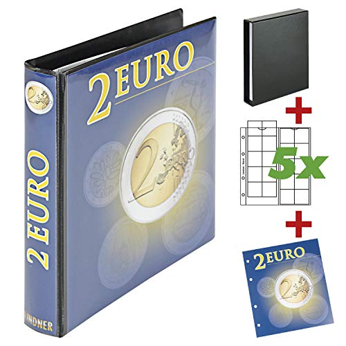 LINDNER Das Original Sammelalbum für 2 Euro Münzen inkl. 5 Einsteckblättern für insgesamt 100 Münzen, erweiterbar durch Ergänzungsblätter von LINDNER Das Original