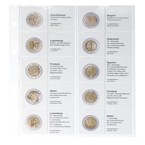 LINDNER Das Original Vordruckblatt Karat 2 Euro-Gedenkmünzen chronologisch: Griechenland 2004 - Italien 2005 von LINDNER Das Original