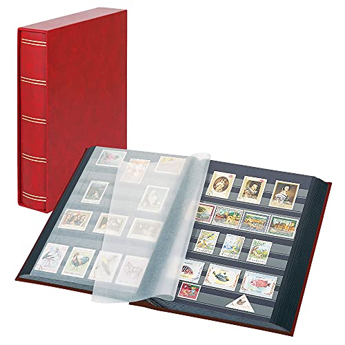 Lindner 1169SK-R Einsteckbuch Elegant Rot, mit 60 Schwarzen Seiten und Passender Schutzkassette von Lindner