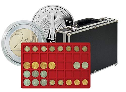 Lindner 2338-320 Großer Münzen-Sammelkoffer mit 8 Münztableaus für 320 Münzen oder Münzkapseln bis 34 mm Ø von LINDNER Das Original