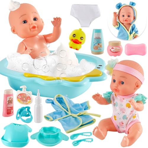 LINFUN KIDS Baby Puppen Spielset, Puppen Zubehör Baden mit Kleidung Puppenbadewanne Bademantel Badespielzeug, Puppenfütterset Puppenset Puppenspielzeug Rollenspiel Geschenk für Junge Mädchen 3 Jahre LINFUN KIDS Baby Puppen Spielset, Puppen Zubehör Baden mit Kleidung Puppenbadewanne Bademantel Badespielzeug, Puppenfütterset Puppenset Puppenspielzeug Rollenspiel Geschenk für Junge Mädchen 3 Jahre von LINFUN KIDS