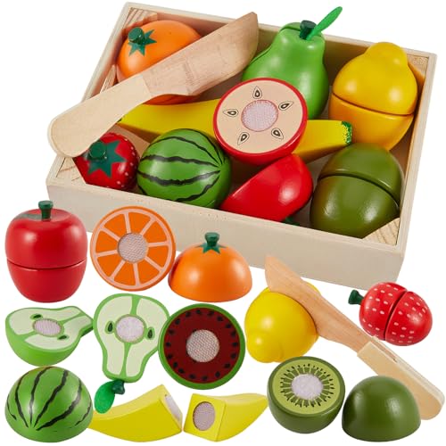 LINFUN KIDS Holz Obst zum Schneiden Lebensmittel Spielzeug Set mit Klett, Kinderküche Spielküche Zubehör Rollenspiele Lernspielzeug Pädagogisches Geschenk für Kinder ab 3 4 5 Jahren LINFUN KIDS Holz Obst zum Schneiden Lebensmittel Spielzeug Set mit Klett, Kinderküche Spielküche Zubehör Rollenspiele Lernspielzeug Pädagogisches Geschenk für Kinder ab 3 4 5 Jahren von LINFUN KIDS