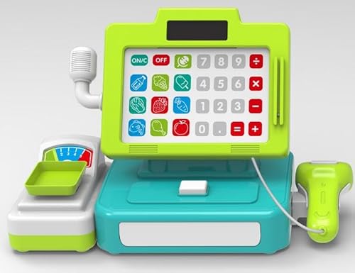 LINFUN KIDS Kinder Kasse Spielzeug Supermarkt Registrierkasse mit Scanner und Sound, Spielkasse Zubehör mit Rechnerfunktion Supermarktkasse Geschenk für Mädchen Jungen ab 3 4 5 Jahren von LINFUN KIDS