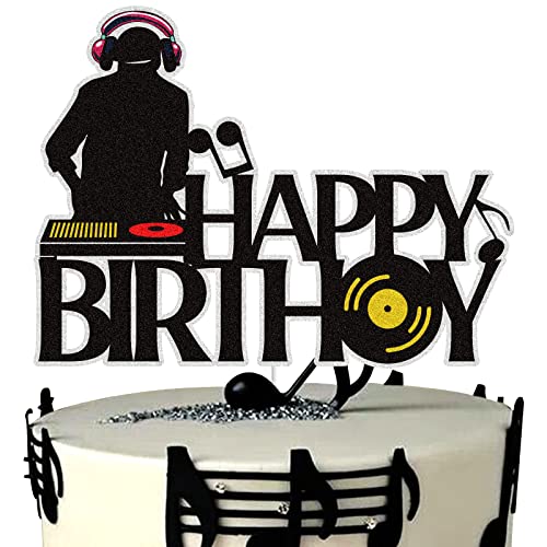 DJ Happy Birthday Cake Topper Schwarz Glitzer Disco Hip Hop Kuchen Dekoration Rock DJ Thema Geburtstag Party Supplies Musik DJ Lover DJ Happy Birthday Cake Topper Schwarz Glitzer Disco Hip Hop Kuchen Dekoration Rock DJ Thema Geburtstag Party Supplies Musik DJ Lover von LINGBOOM