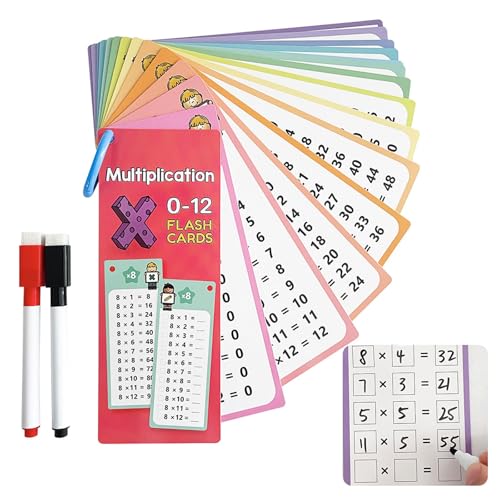 LINGJIA 15 Stück 1x1 Lernen Spiel, Multiplikationstabellen, Divisionstabellen, Lernkarten Mathematik, Arithmetikkarten Multiplikation Division, Lernspiele, Trocken Abwischbare Lernkarten von LINGJIA