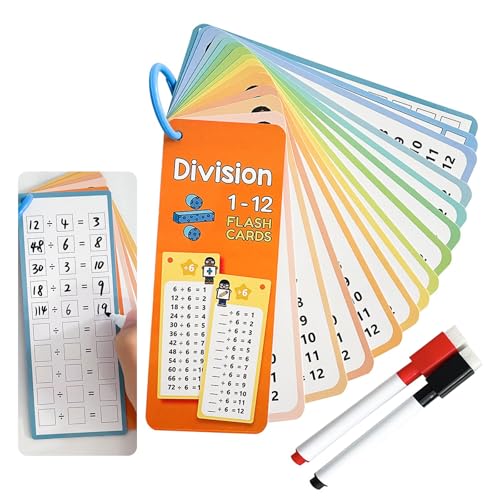 LINGJIA 15 Stück 1x1 Lernen Spiel, Multiplikationstabellen, Divisionstabellen, Lernkarten Mathematik, Arithmetikkarten Multiplikation Division, Lernspiele, Trocken Abwischbare Lernkarten von LINGJIA