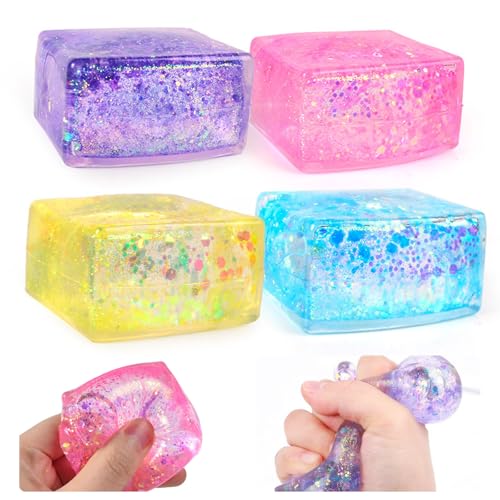 LINGJIA 4 Stück Quetsch Spielzeug, Stressball Kinder, Stressball Erwachsene, Pretty Cubes, Squeeze Stress Spielzeug, Eiswürfel Fingerspielzeug, Würfel Stress Bälle, Stress Relief Bälle LINGJIA 4 Stück Quetsch Spielzeug, Stressball Kinder, Stressball Erwachsene, Pretty Cubes, Squeeze Stress Spielzeug, Eiswürfel Fingerspielzeug, Würfel Stress Bälle, Stress Relief Bälle von LINGJIA