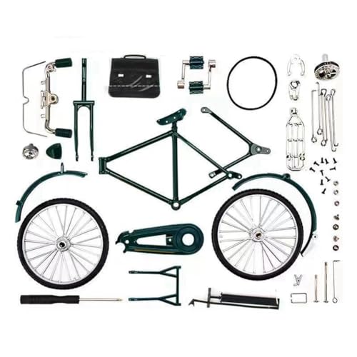 LINGLOUZAN DIY Mini Legierung Fahrrad Modell Retro Simulation Metall Fahrrad Zusammenbau PäDagogische Sammlung Spielzeug für Kinder Geschenke GrüN von LINGLOUZAN