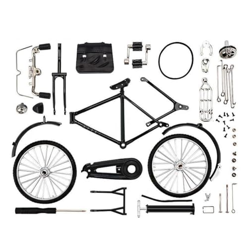 LINGLOUZAN DIY Mini Legierung Fahrrad Modell Retro Simulation Metall Fahrrad Zusammenbau PäDagogische Sammlung Spielzeug für Kinder Geschenke Schwarz von LINGLOUZAN